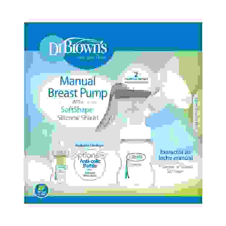 Extractor de Leche Manual, copa silicona SoftShape, c/Mam Boca Ancha 150ml Dr. Brown's