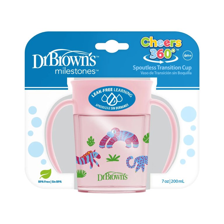 Vaso 360° con asas 200ml 6M+ Dr. Brown's, Azul y Rosado