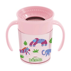 Vaso 360° con asas 200ml 6M+ Dr. Brown’s, Azul y Rosado