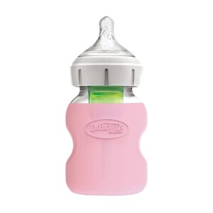 Funda Protección Mamadera Vidrio 150ml Boca Ancha Rosada Dr. Brown’s