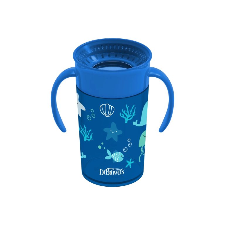 Vaso 360° con asas 300ml 9M+ Dr. Brown's, Azul y Rosado