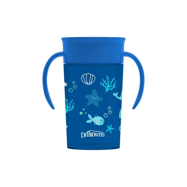 Vaso 360° con asas 300ml 9M+ Dr. Brown's, Azul y Rosado