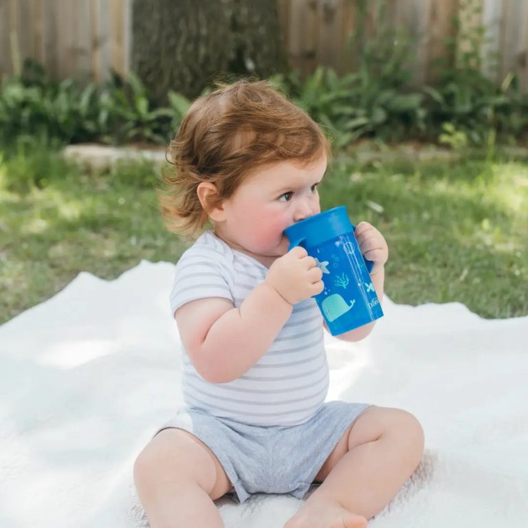 Vaso 360° con asas 300ml 9M+ Dr. Brown's, Azul y Rosado