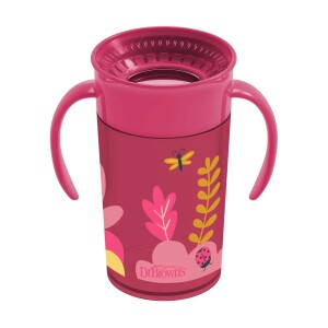 Vaso 360° con asas 300ml 9M+ Dr. Brown's, Azul y Rosado