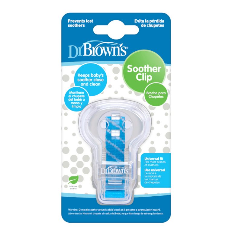 Porta Chupetes Clip Dr. Brown's, azul y rosado