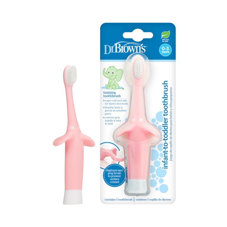 Cepillo de Dientes para Bebés y Niños Pequeños 0-3 años Elefante rosado Dr.Brown's