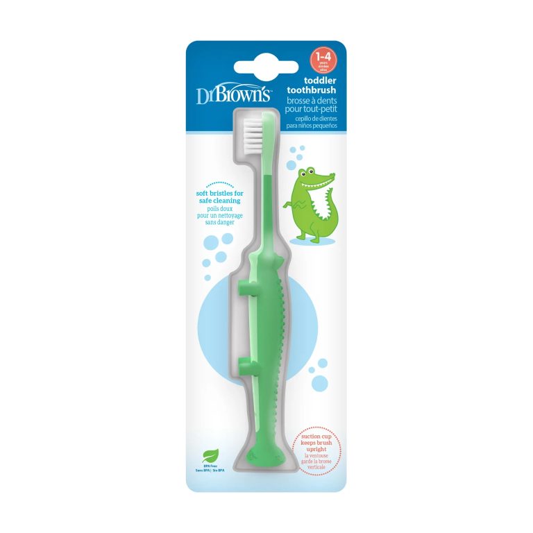 Cepillo de Dientes para Bebés y Niños Pequeños 1-4 años Cocodrilo verde Dr. Brown's