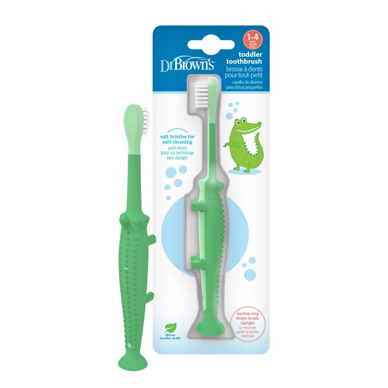 Cepillo de Dientes para Bebés y Niños Pequeños 1-4 años Cocodrilo verde Dr. Brown's