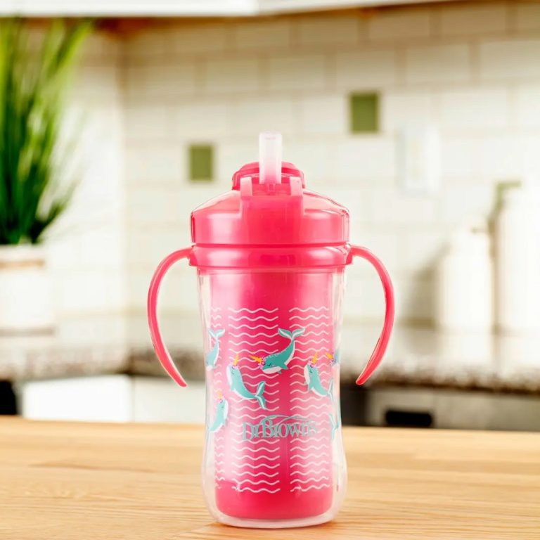 Vaso Térmico con pajita 300ml 12M+ Dr. Brown's, Azul, Rosado y Verde