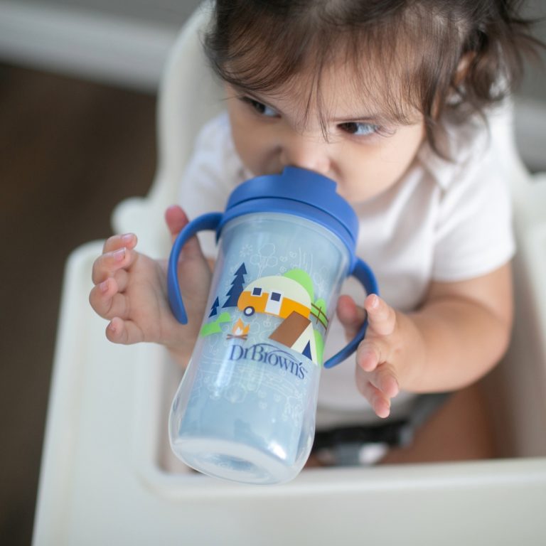 Vaso Térmico con pajita 300ml 12M+ Dr. Brown's, Azul, Rosado y Verde