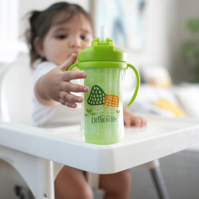 Vaso Térmico con pajita 300ml 12M+ Dr. Brown's, Azul, Rosado y Verde