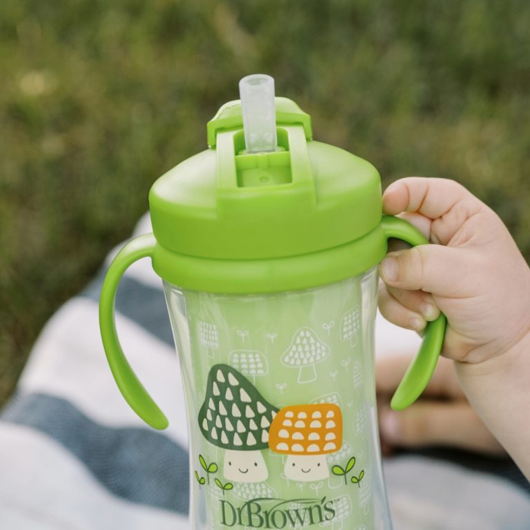 Vaso Térmico con pajita 300ml 12M+ Dr. Brown's, Azul, Rosado y Verde