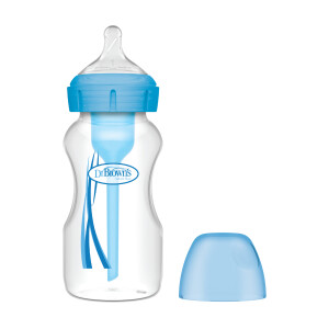Mamadera Boca Ancha Options+ 270ml Dr. Brown's, Azul y Rosado