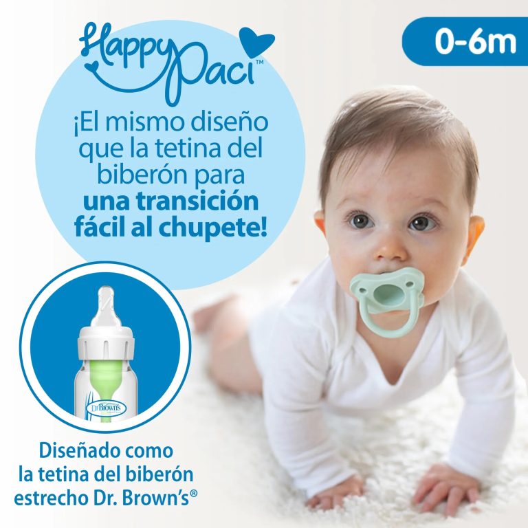 Chupete una sola pieza 2UN 0-6M Dr. Brown's , Rosado y Verde - Happy Paci