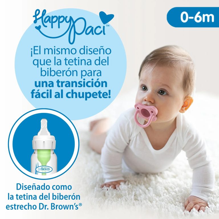 Chupete una sola pieza 0-6M grado médico Dr. Brown's, Rosado y Azul - Happy Paci