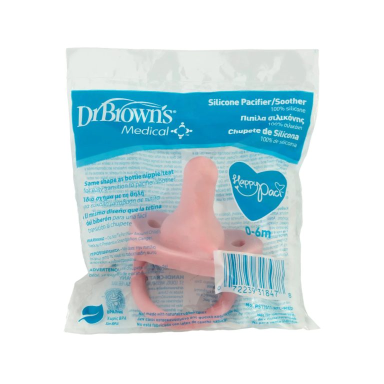 Chupete una sola pieza 0-6M grado médico Dr. Brown's, Rosado y Azul - Happy Paci