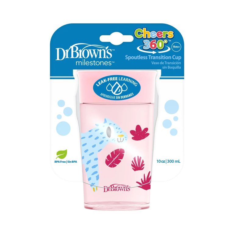 Vaso 360° sin asas 300ml 9M+ Dr. Brown's, Azul, Rosado y Verde