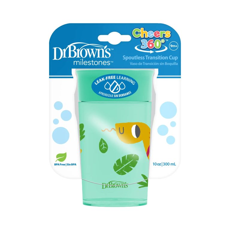 Vaso 360° sin asas 300ml 9M+ Dr. Brown's, Azul, Rosado y Verde