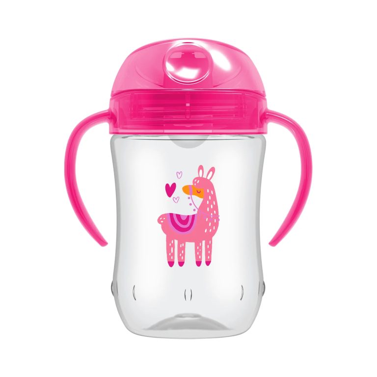 Vaso con asas y boquilla blanda 270ml 9M+ Dr. Brown's, Azul y Rosado