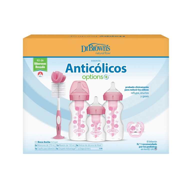 SET REGALO BOCA ANCHA Options+ Dr. Brown's, Azul y Rosado