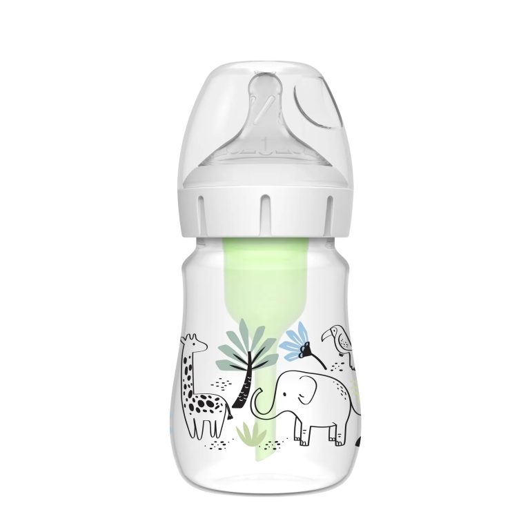 Mamadera Boca Ancha Options+ 150ml, Elefante & Jirafa en la Jungla Dr. Brown's