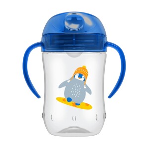 Vaso con asas y boquilla blanda 270ml 9M+ Dr. Brown's, Azul y Rosado