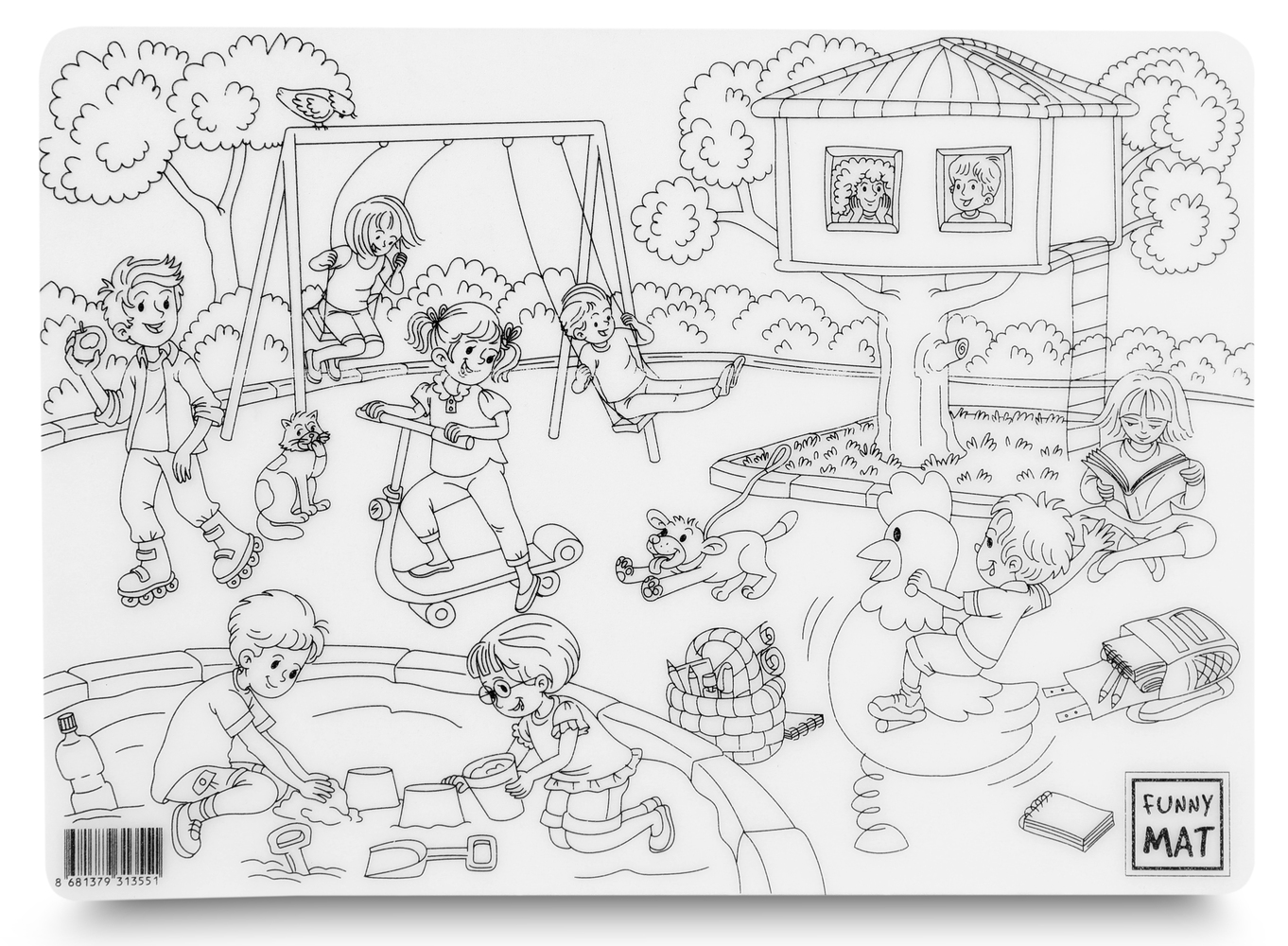 Pack 2 Tapetes Reutilizables para Colorear Princesa y Patio de Juegos, con 6 Lápices (+3 Años) Funny Mat - Imagen 4