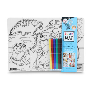 Pack 2 Tapetes Reutilizables para Colorear Espacio y Dinosaurios, con 6 Lápices (+3 Años) Funny Mat