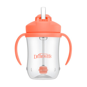 1er Vaso con asas y pajita 270ml 6M+ Dr. Brown's (Colores Modernos)