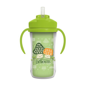 Vaso Térmico con pajita 300ml 12M+ Dr. Brown's, Azul, Rosado y Verde