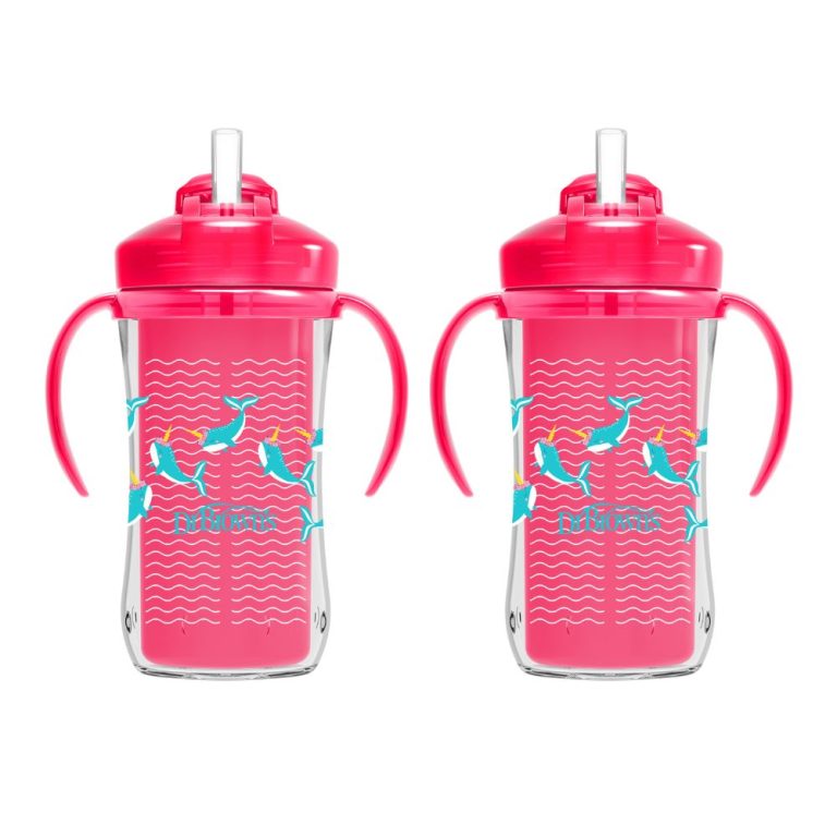 Pack 2 Vasos Térmicos con pajita 300ml 12M+ Rosado