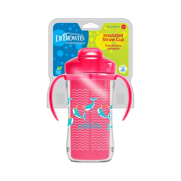 Pack 2 Vasos Térmicos con pajita 300ml 12M+ Rosado