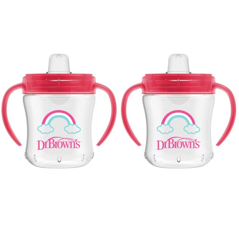 Pack 2 Vasos con asas y boquilla blanda 180ml 6M+ Rosado