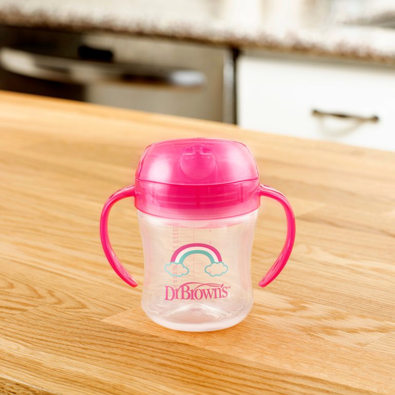 Pack 2 Vasos con asas y boquilla blanda 180ml 6M+ Rosado