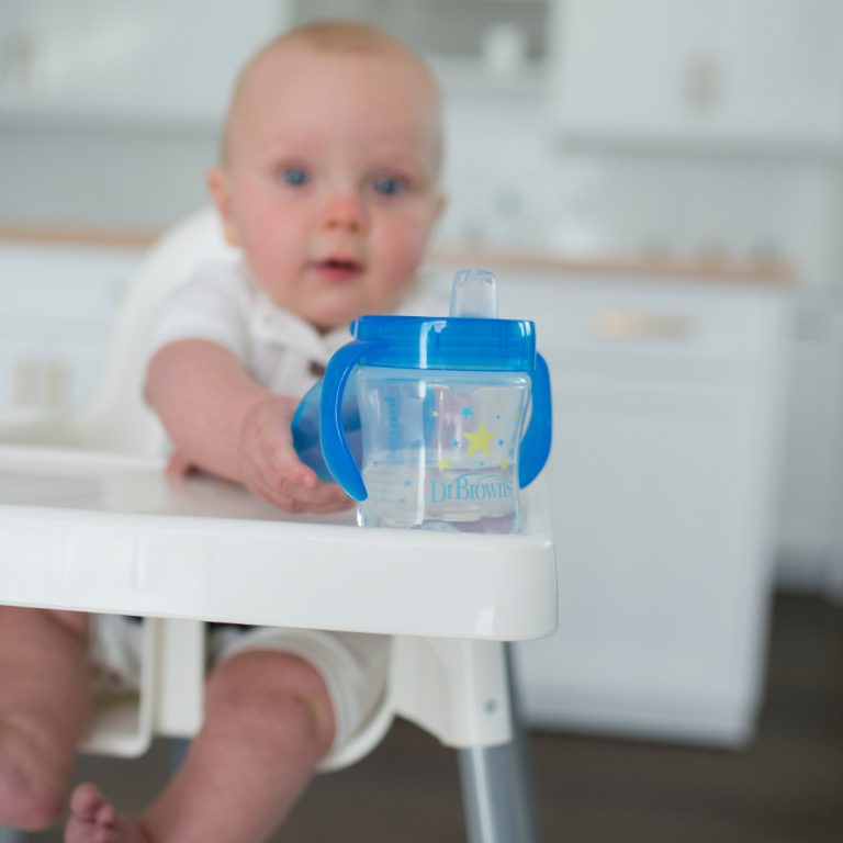 Pack 2 Vasos con asas y boquilla blanda 180ml 6M+ Azul