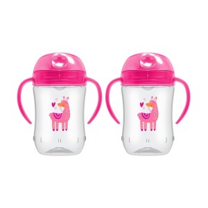 Pack 2 Vasos con asas y boquilla blanda 270ml 9M+ Rosado Dr. Brown’s