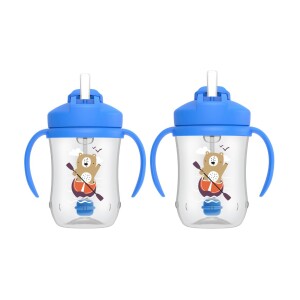 Pack 2 1er Vaso con asas y pajita 270ml 6M+ Azul Crayola Dr. Brown’s