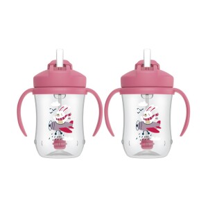 Pack 2 1er Vaso con asas y pajita 270ml 6M+ Rosado Malva Dr. Brown’s