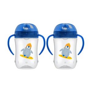 Pack 2 Vasos con asas y boquilla blanda 270ml 9M+ Azul Dr. Brown’s