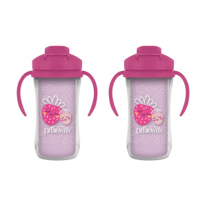 Pack 2 Vasos Térmicos con pajita 300ml 12M+ Rosado Dr. Brown's