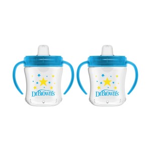 Pack 2 Vasos con asas y boquilla blanda 180ml 6M+ Azul Dr. Brown’s