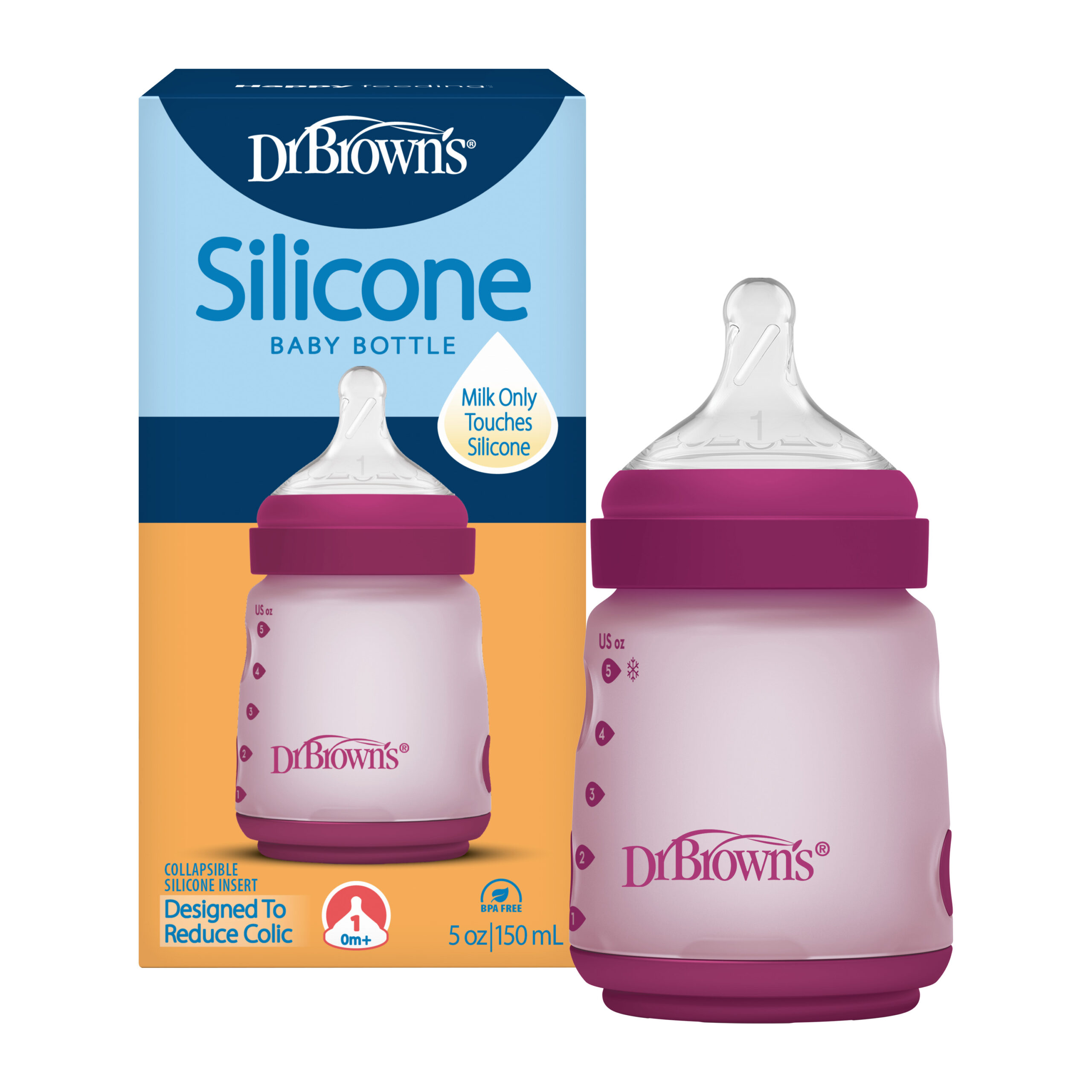 Mamadera Anticólico Boca Ancha  Silicona 150ml Rosado, Azul, Marfil Dr. Browns - Imagen 6