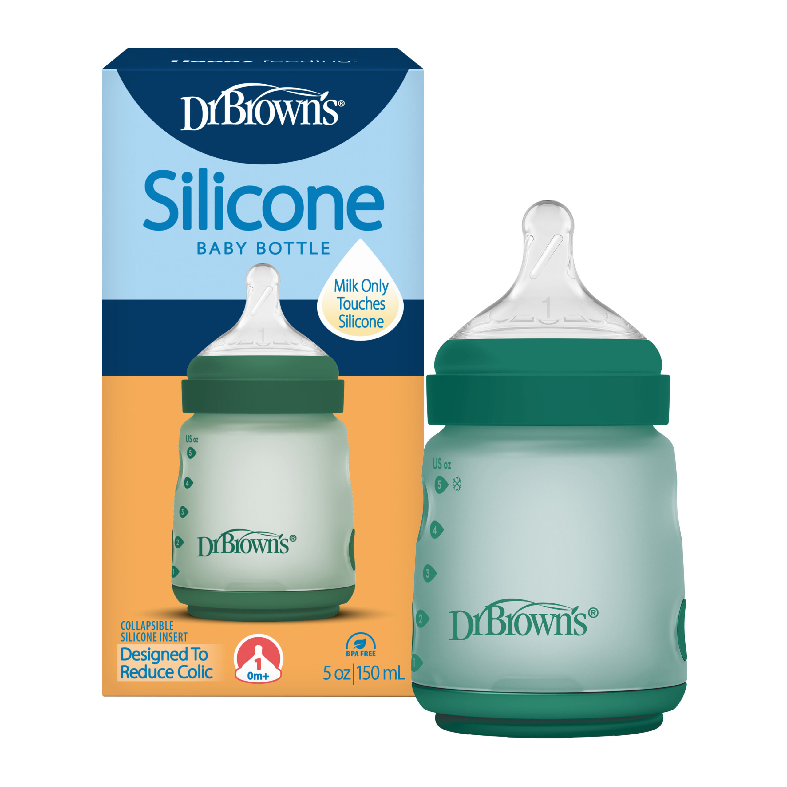 Mamadera Anticólico Boca Ancha  Silicona 150ml Rosado, Azul, Marfil Dr. Browns - Imagen 5