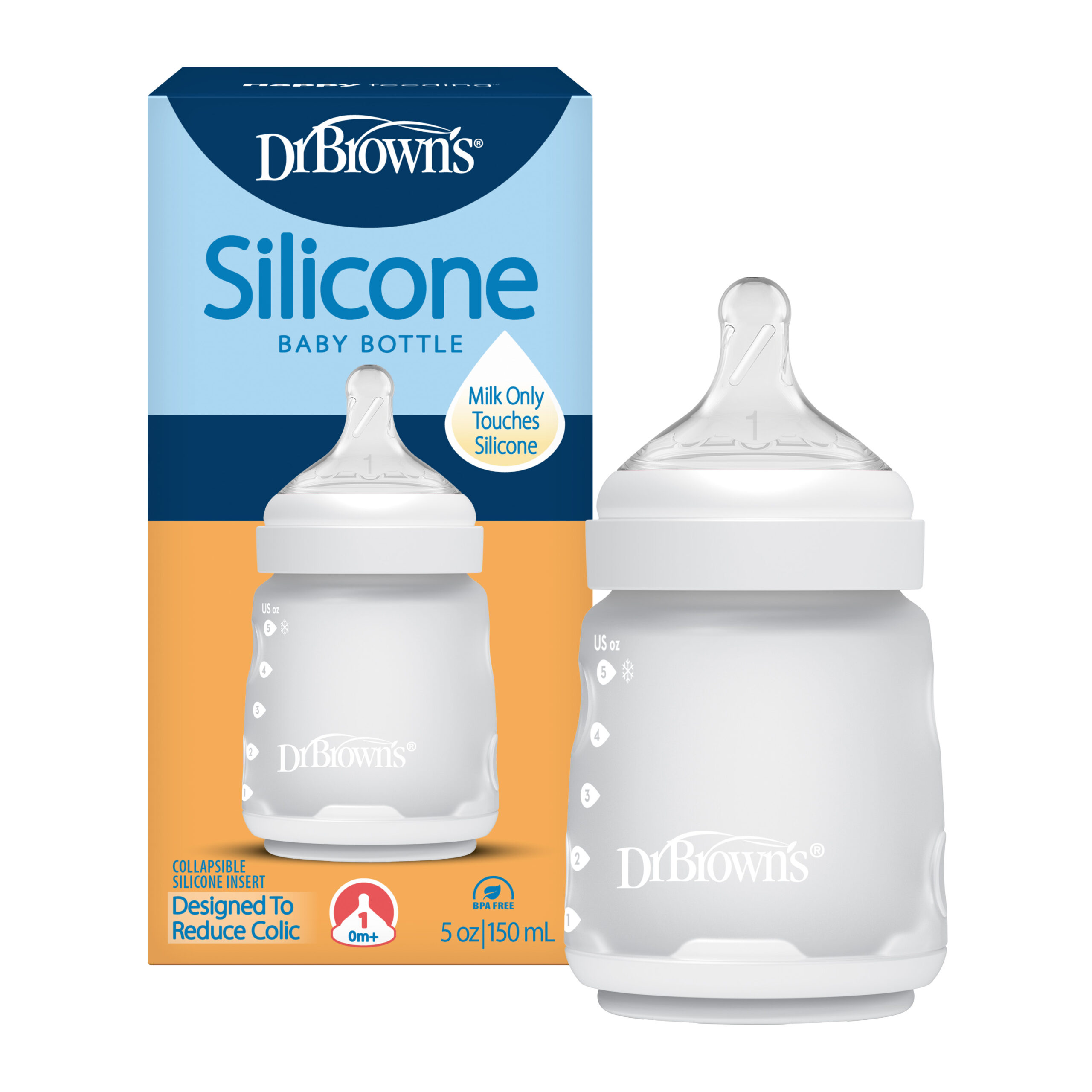 Mamadera Anticólico Boca Ancha  Silicona 150ml Rosado, Azul, Marfil Dr. Browns - Imagen 4