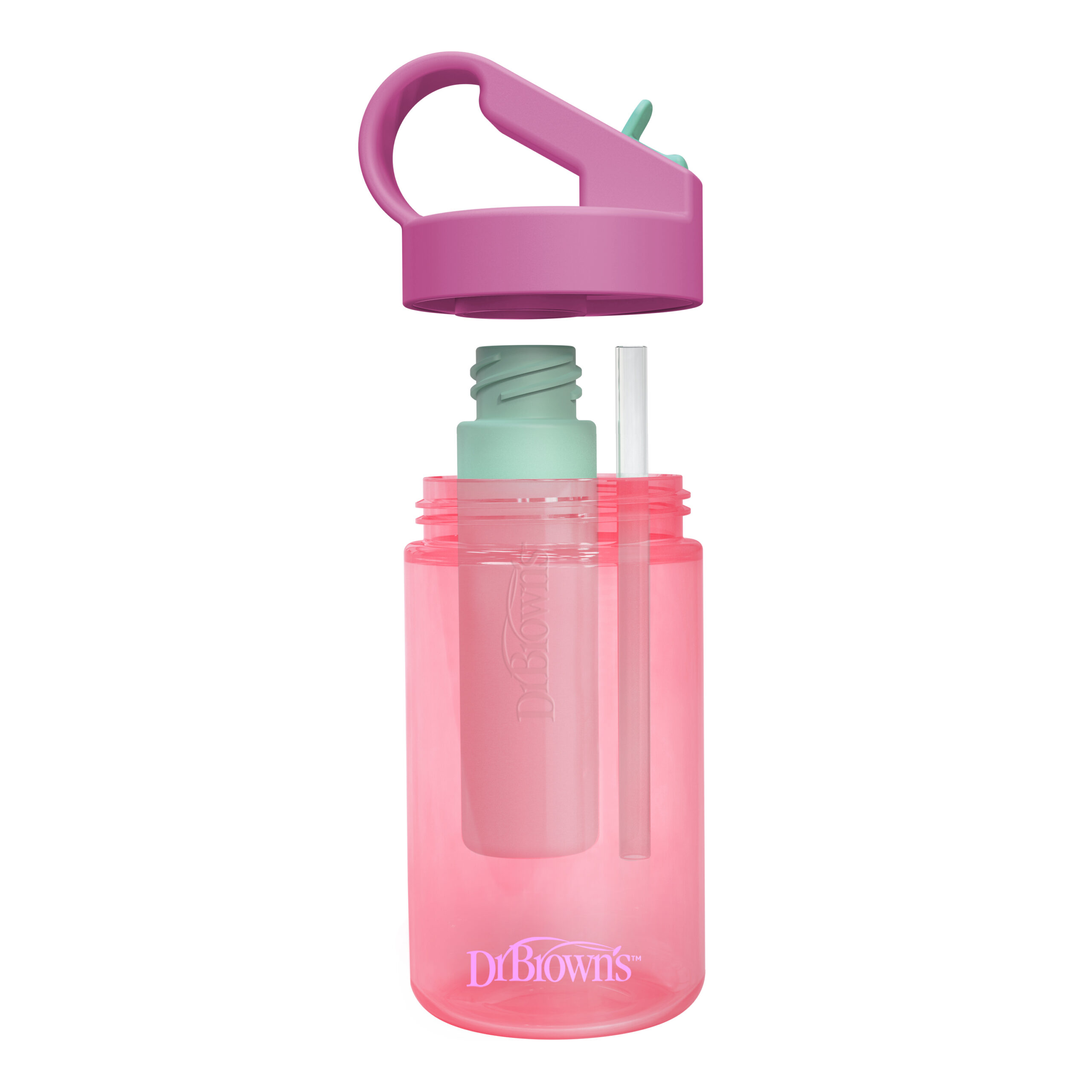 Vaso Deportivo con barra para congelar 335 ml Dr Brown´s Azul y Rosado - Imagen 2