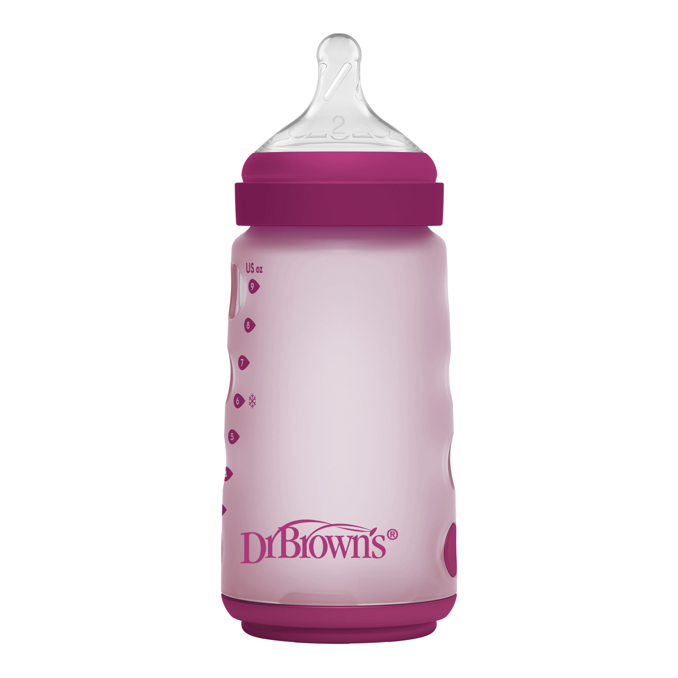 Mamadera Anticólico Boca Ancha  Silicona 270ml Rosado, Azul, Marfil Dr. Browns