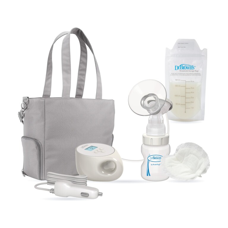 Set Lactancia Eléctrica Completa: Extractor Eléctrico + Adaptador de Auto + Bolso Maternal + Bolsas para Leche Materna + Absorbentes (imagen del set)