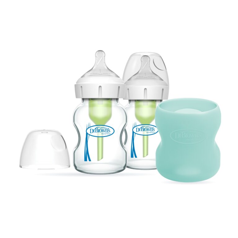 Pack 2 Mamaderas Anticólico Boca Ancha Vidrio 150ml + Funda Menta (Unisex) (imagen del set)